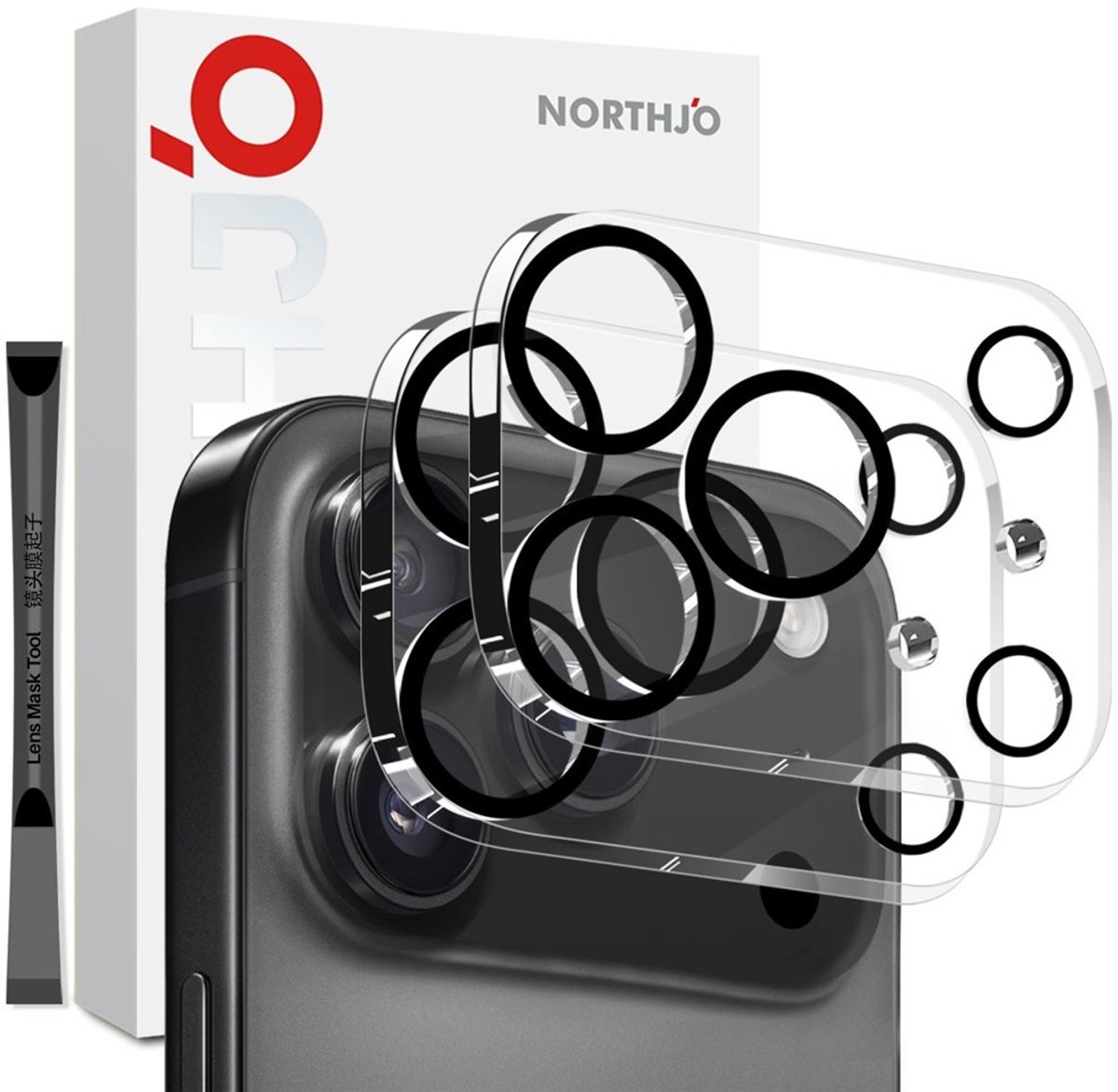 NORTHJO Camera Lens Protector - Geschikt voor iPhone 17 Pro Camera Lens Protector - NORTHJO 9H Tempered Glass Duo-Pack - Transparant