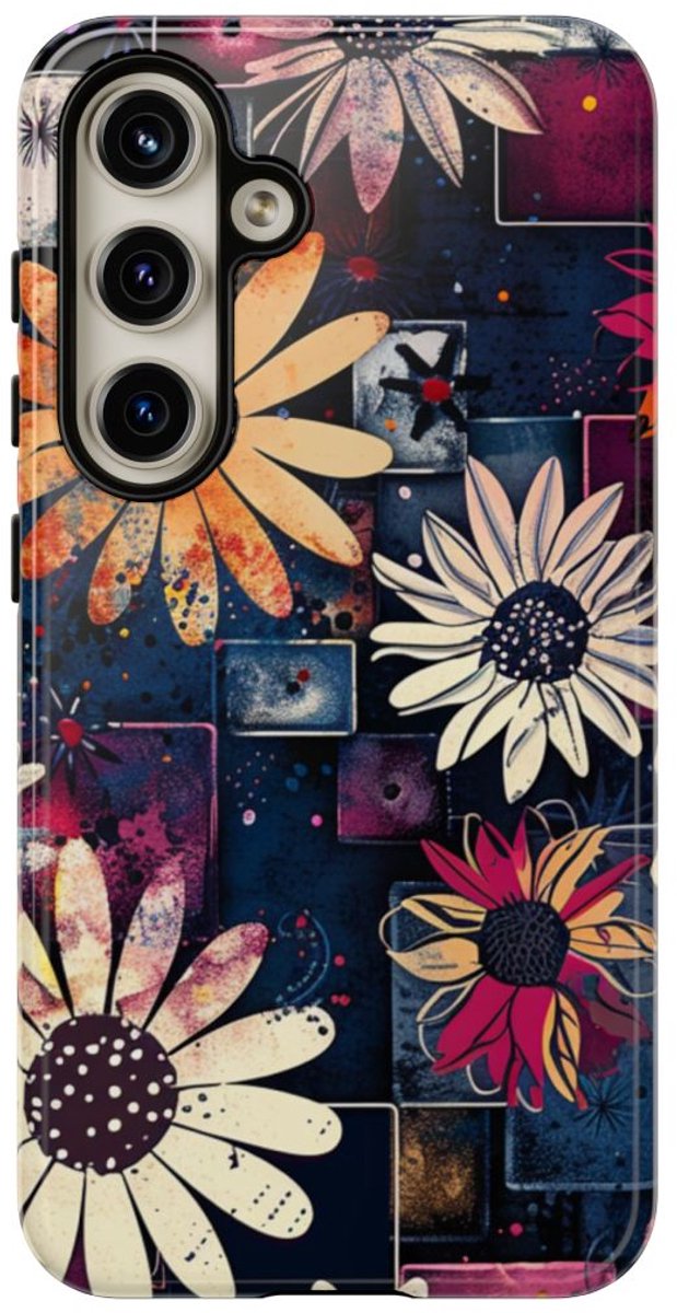 Abstracte Bloemmotieven en Geometrische Vormen – Telefoonhoesje Geschikt voor Samsung Galaxy S24