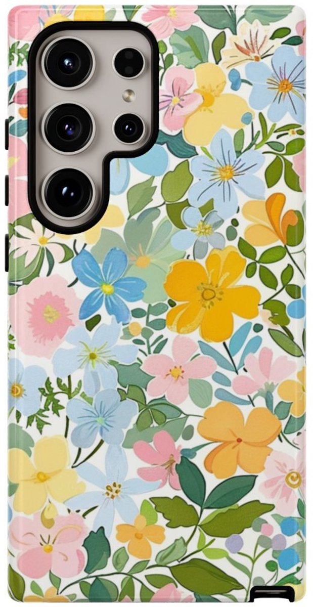 Vrolijk Pastel Bloemenpatroon – Telefoonhoesje Geschikt voor Samsung Galaxy S24 Ultra
