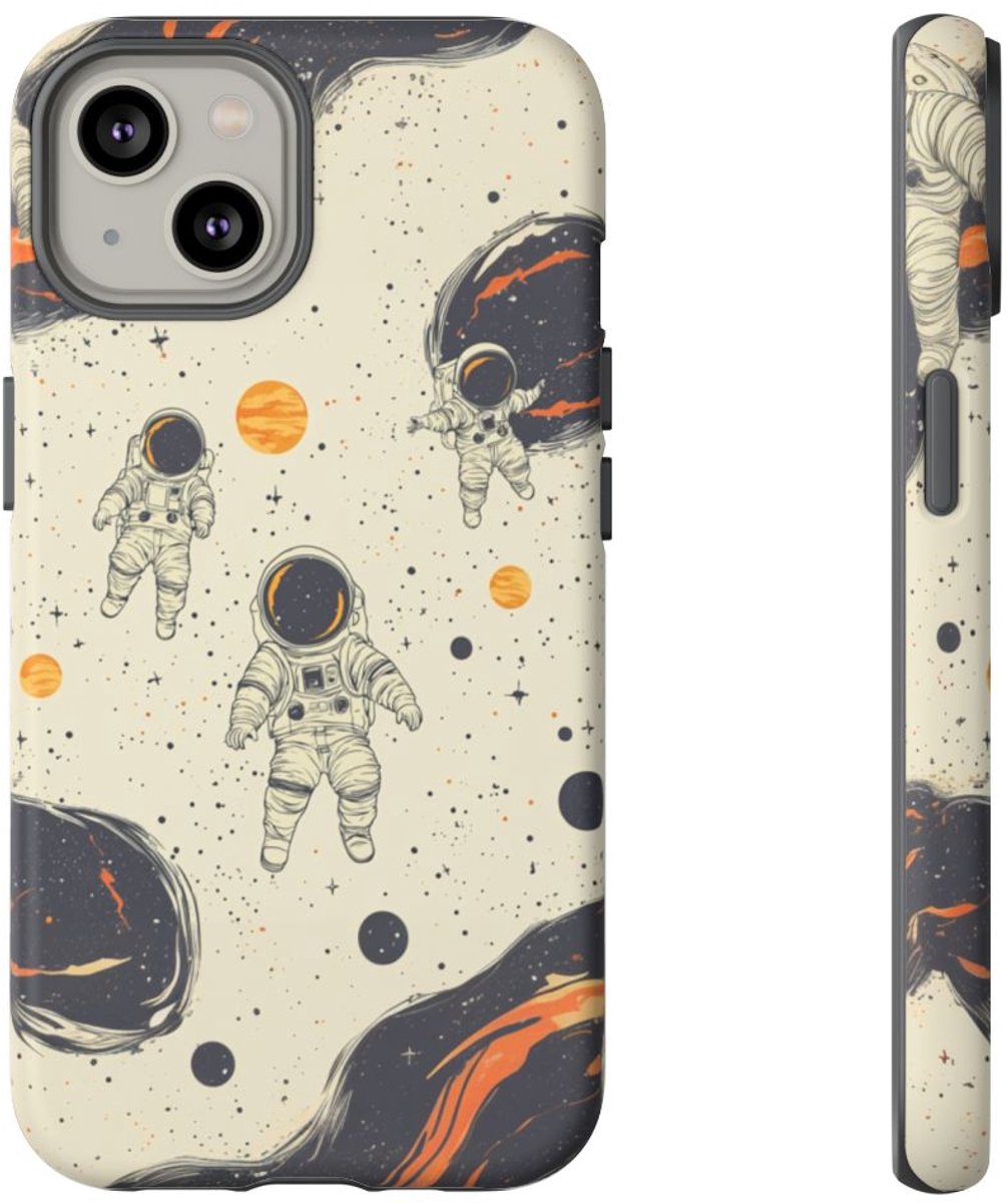 Astronauten en Kosmische Elementen Patroon – Telefoonhoesje Geschikt voor iPhone 14