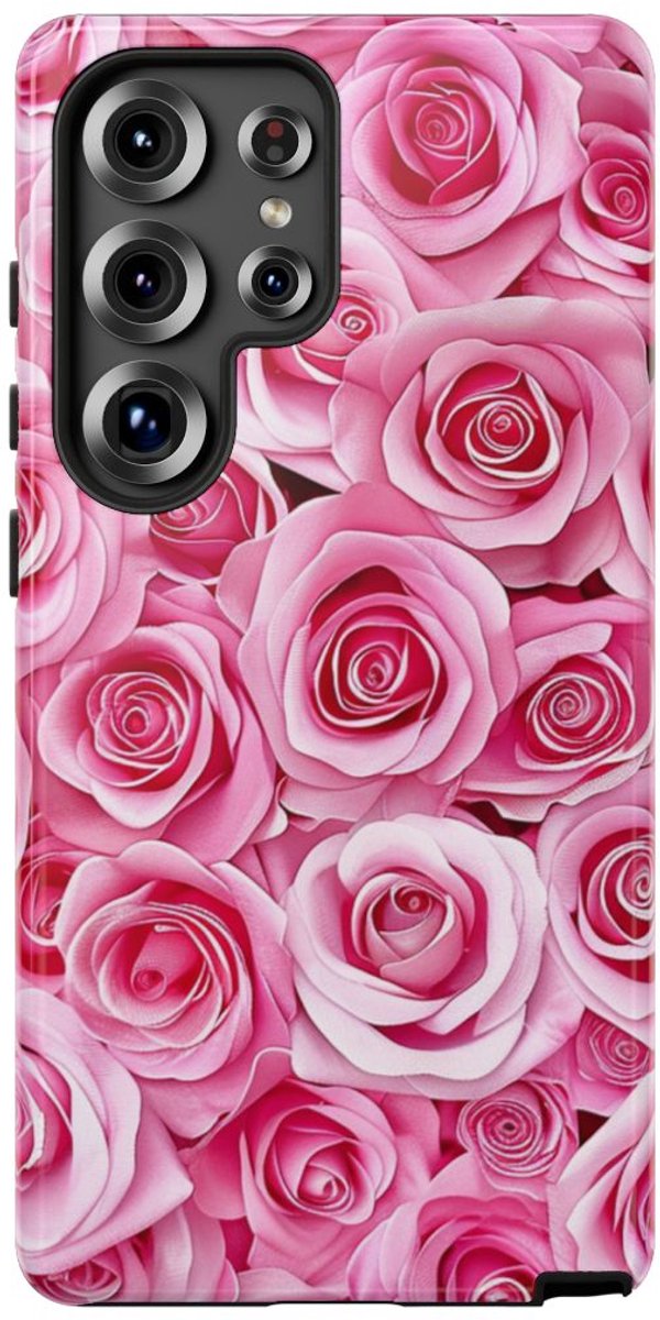 Roze Rozenpatroon – Telefoonhoesje Geschikt voor Samsung Galaxy S25 Ultra