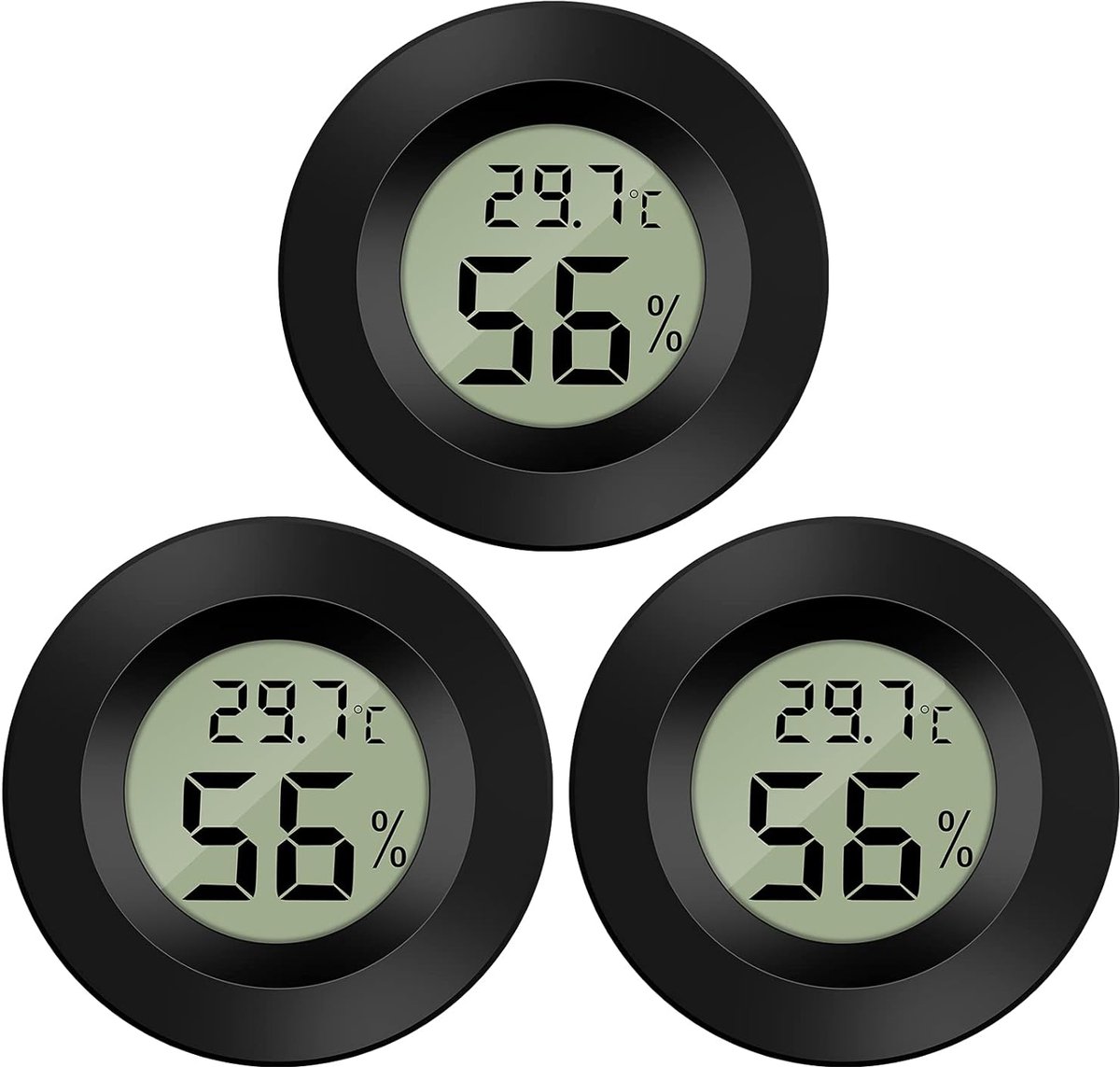 Digitale minithermometer en hygrometer met lcd-scherm - 3 stuks meet temperatuur en luchtvochtigheid voor koelkast aquarium -50°C~+70°C (3 stuks B)