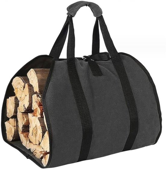 G GOOD GAIN Brandhout Carrier Waxed Canvas met handgrepen, houtdrager voor brandhout, 36 x 18,5 inch zware brandhout opbergtas, open haard logboekdrager indoor tas, houtkachel accessoires, groen