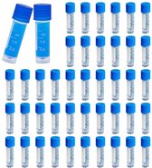 HUAZIZ 40 stuks proefbuisjes 5ML met blauwe deksel, kunststof cryobuisjes reageerbuis kunststof buisjes reageerbuis reageerbuisjes proefbuis voor laboratorium en ziekenhuis