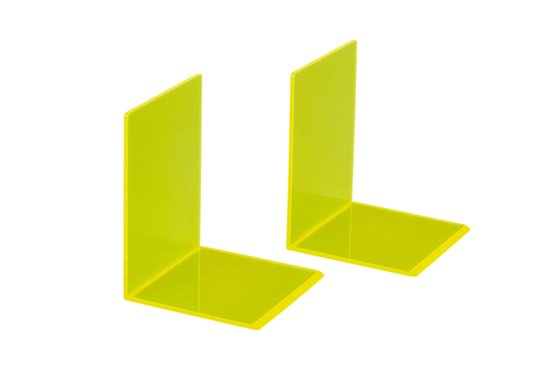 Foto: Boekensteun maul 10x10x13cm acryl set 2 neon geel transparant