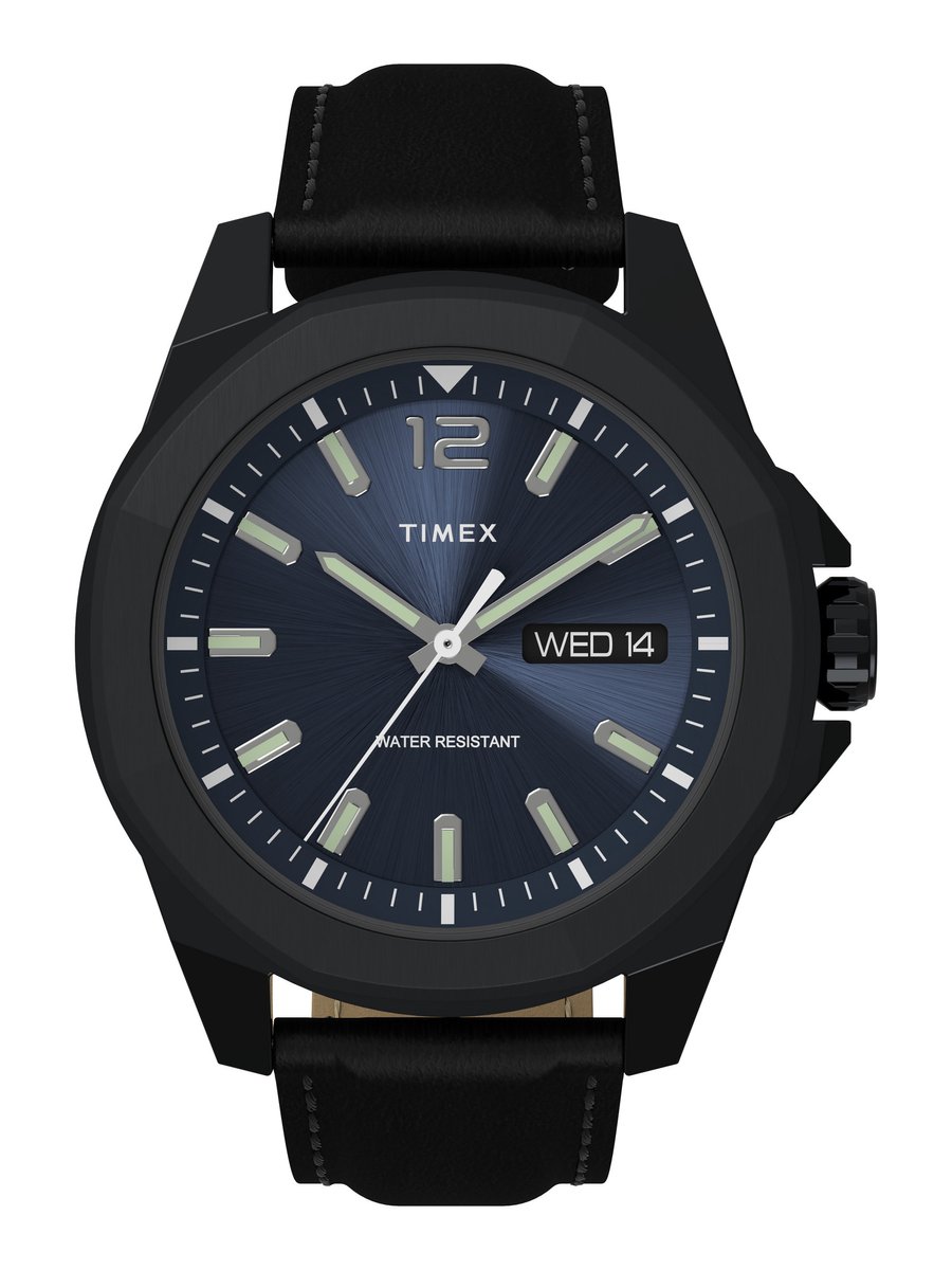 Timex Essex Avenue TW2V42900 Horloge - Leer - Zwart - Ø 46 mm