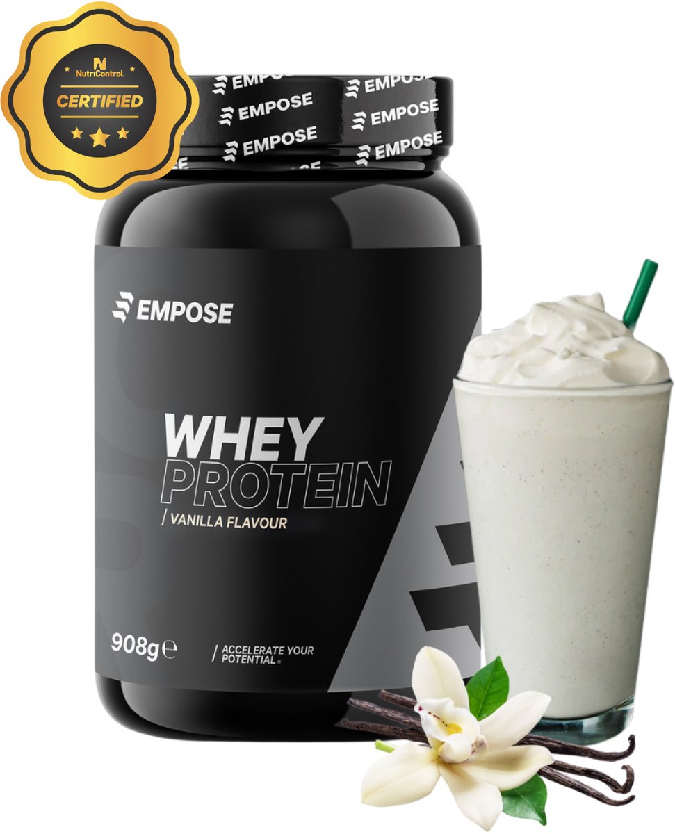 Goedkoopste Empose Nutrition Whey Protein - Proteine Poeder - Proteïne Shake - Eiwitpoeder - Eiwitshakes - Vanille - 908 gram - 30 doseringen