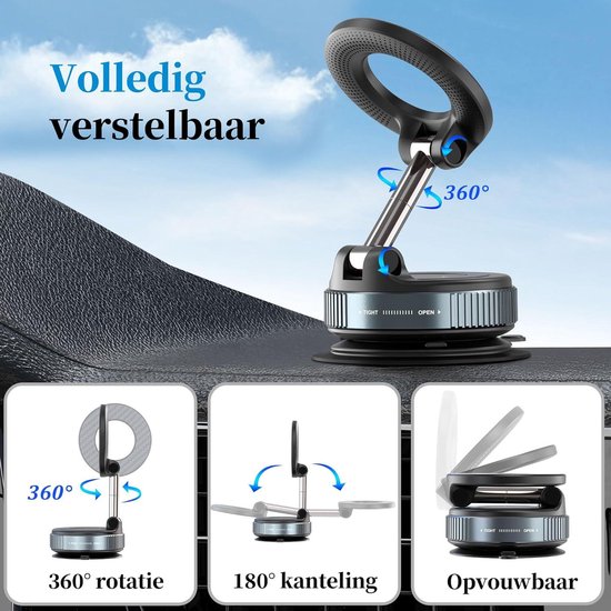 Support Téléphone Voiture Magnétique Rotatif 360° N55 - Compatible IPhone 16 MagSafe & Samsung