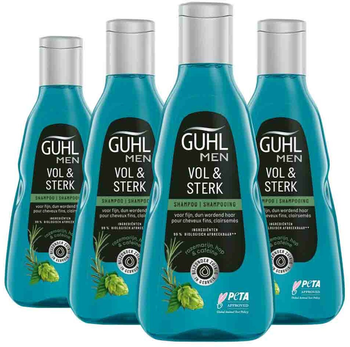 Guhl Shampoo Man Vol & Sterk - 4 x 250 ml - Voordeelverpakking