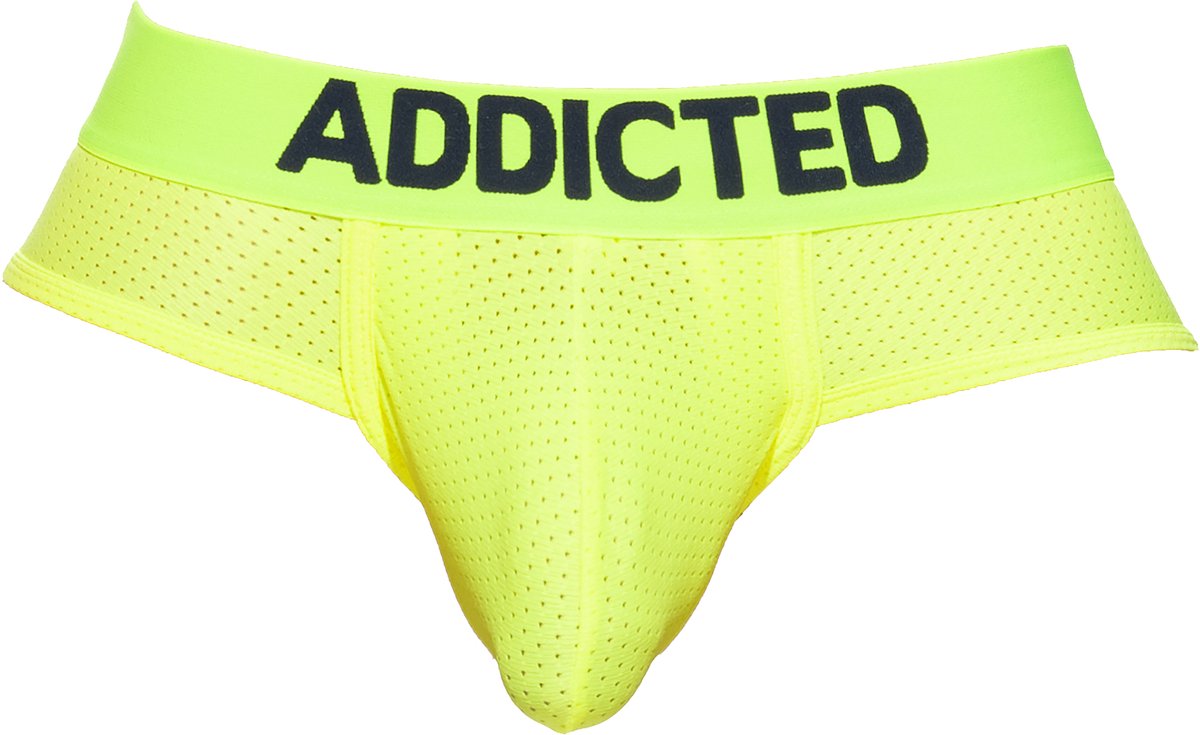 Goedkoopste ADDICTED Ring Up Neon Mesh Brief Yellow - MAAT S - Erotisch Heren Ondergoed - Slip voor Man - Sexy mannen Slip