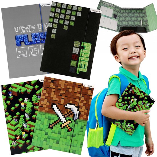 PIXEL Elastomap Gelamineerde schoolmap met elastiek VOOR GAMER A4 STARPAK