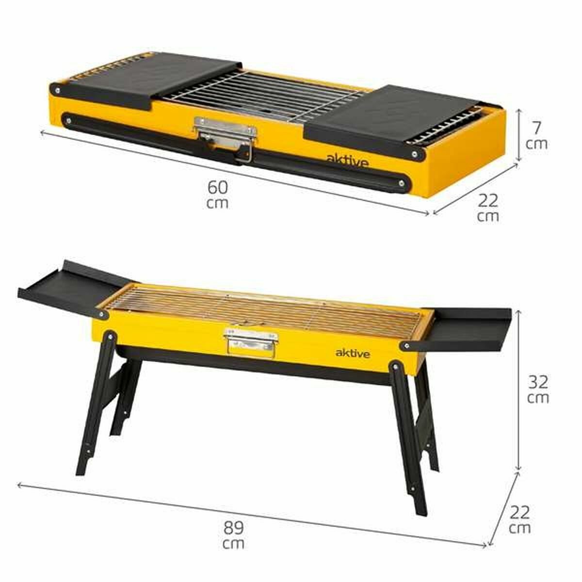 Barbecue Draagbare Aktive Staal 89 x 32 x 22 cm Geel