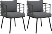 vidaXL Chaise de Chaises de jardin - Lot de 2 Chaises de jardin de Chaises de jardin avec coussins en résine tressée noire
