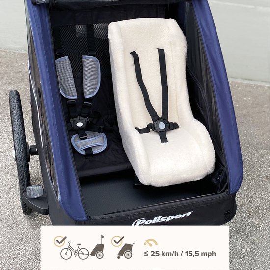 POLISPORT Mini Pelican Polaire – Réducteur Siège Bébé Avec Harnais 5 Points, Chaud Et Doux Pour Remorque, Poussette Et Vélo Cargo (7-18 Mois)