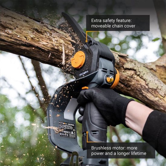 Batavia 18V Nexxsaw Brushless Accu Eénhands-Kettingzaag 7'' V3 Ultra Incl. 4.0Ah Accu & Snellader van Batavia — afbeelding 4