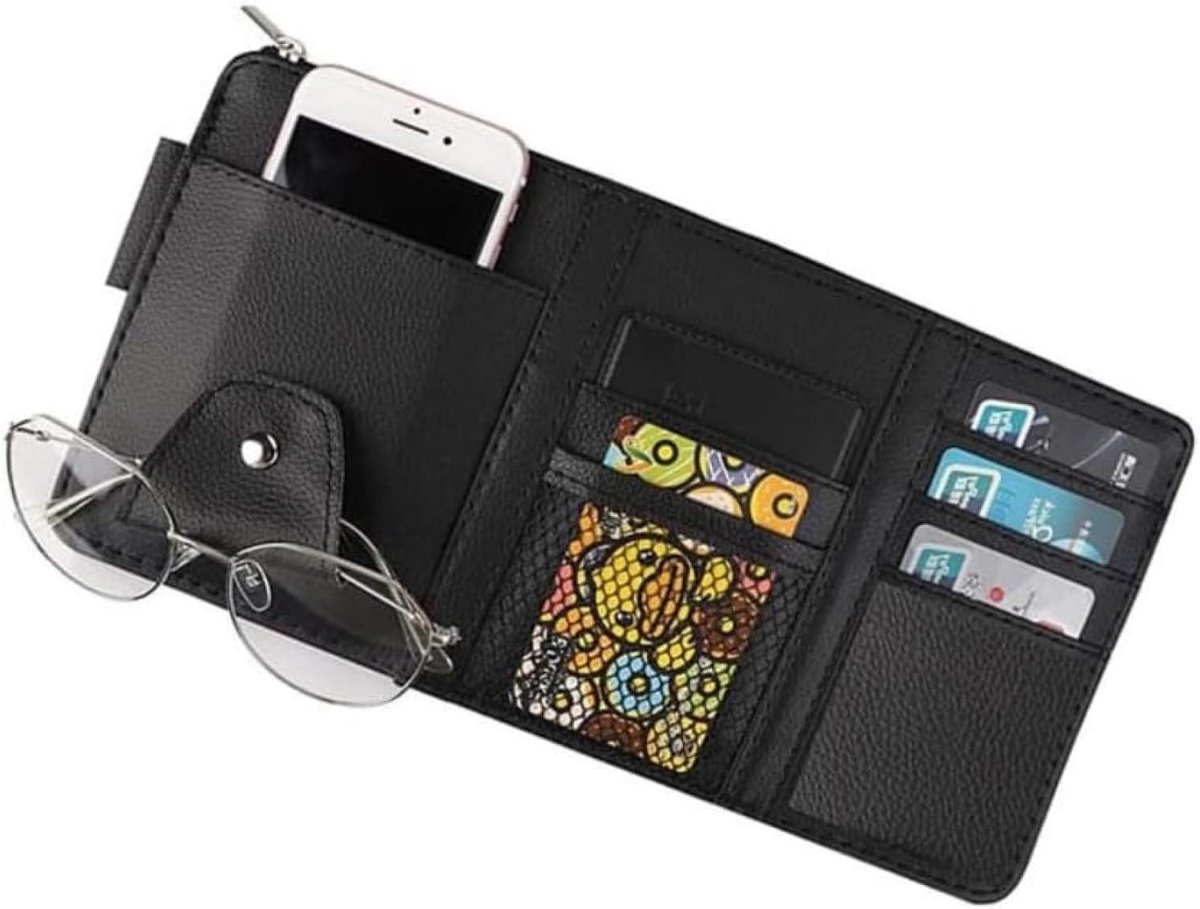 Allecto Premium - Auto-zonneklep organizer voor auto-interieur | lederen zonneklep-organizer | opbergtas voor zonnebrilhouder
