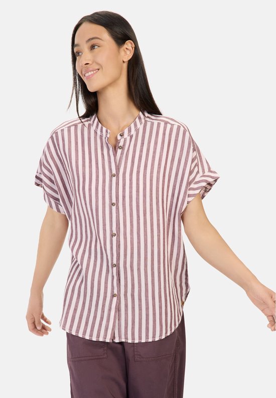 camel active Gestreepte blouse van linnen-lyocellmix - Maat womenswear-L - Rood