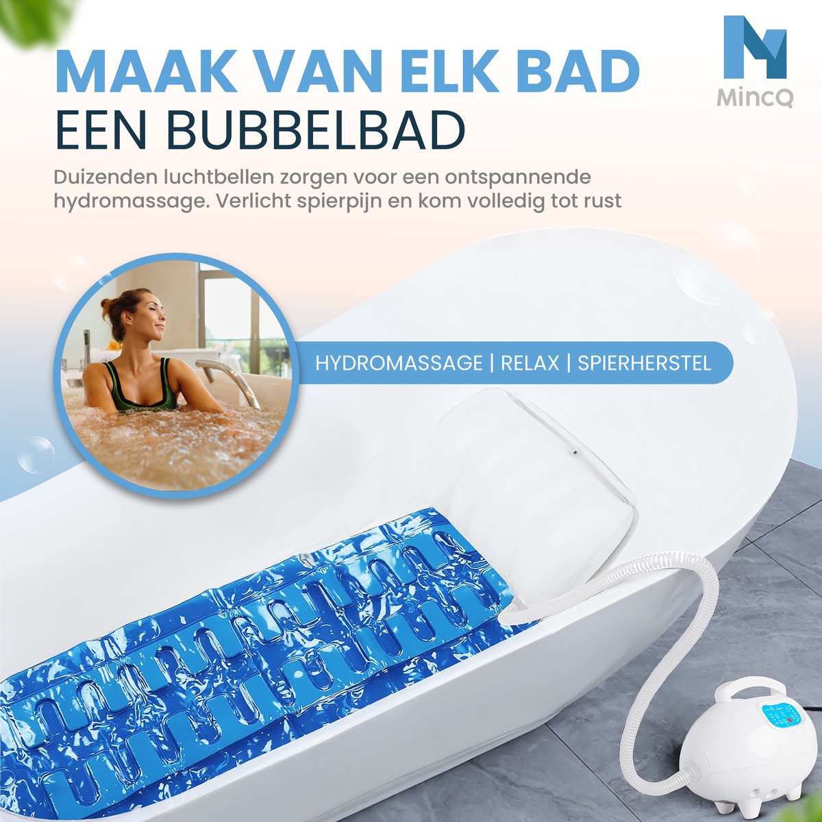MincQ® Bubbelbadmat met Massage en Ozon - afbeelding 2