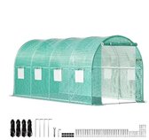 Bol.com Tunnelkas Walk-In - Broeikas - Tuinkas - 12x7x7ft - Met Gaasramen & Ritsdeur - Verzinkt Stalen Frame - Waterdicht PE Doe... aanbieding