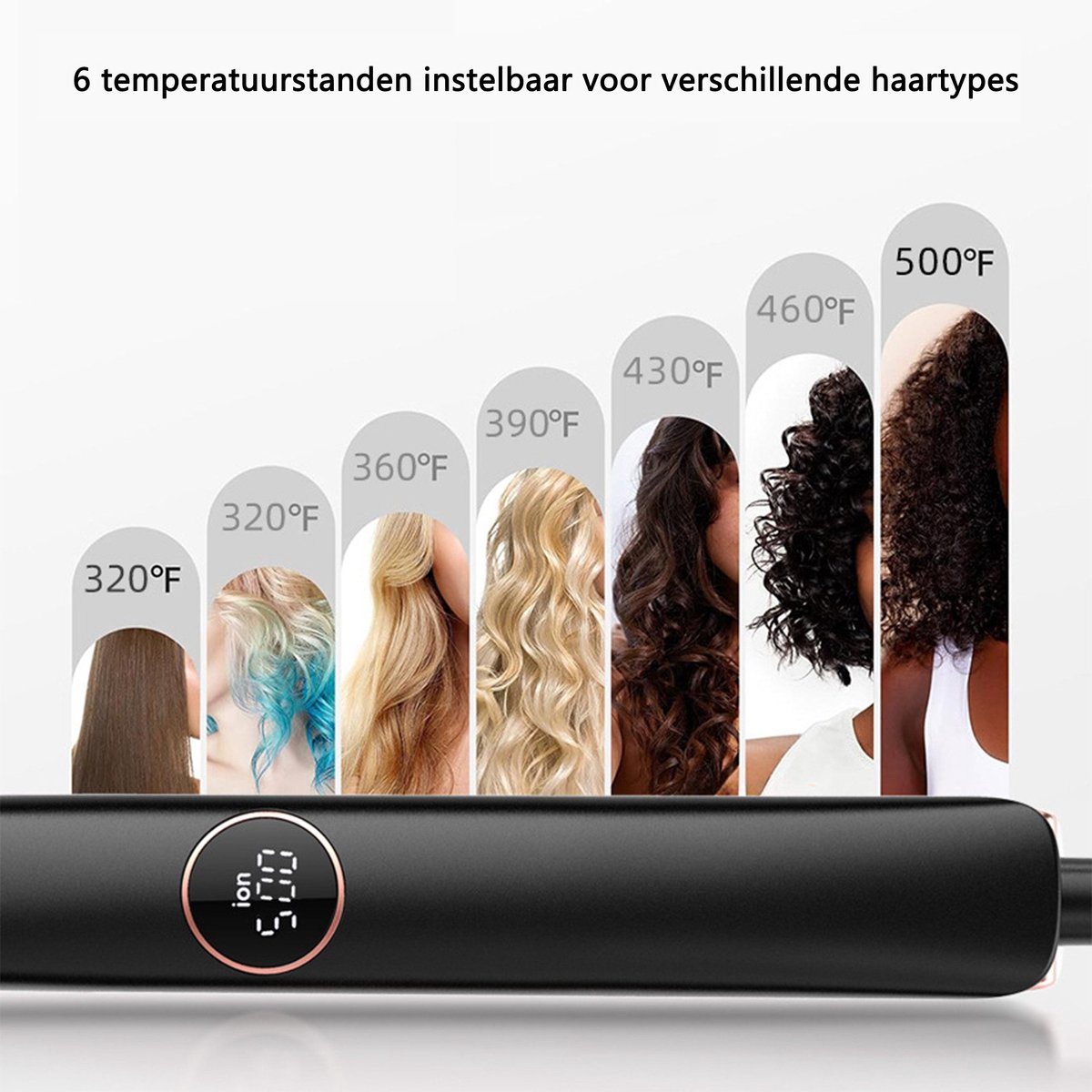 2-in-1 Krultangen & Stijltang - Negatieve ionen haarkruller - afbeelding 3