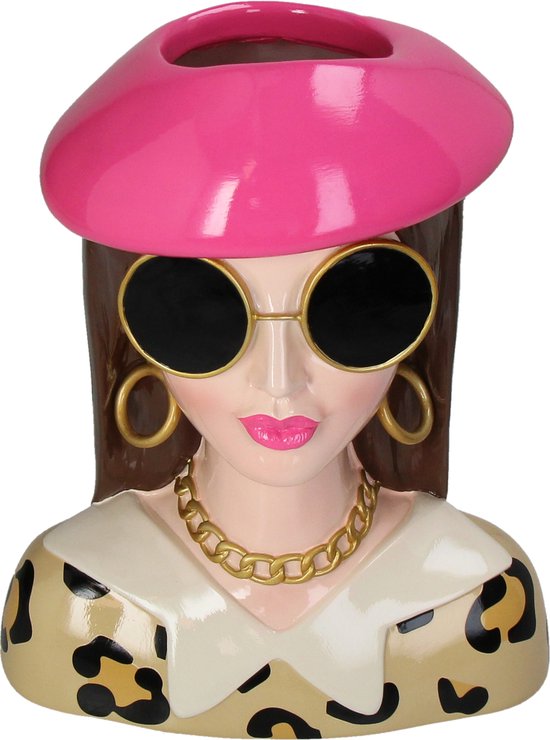 Buste Moderne Femme Pop Vase Floral Figurine Femme Tête Récipient 29Cm