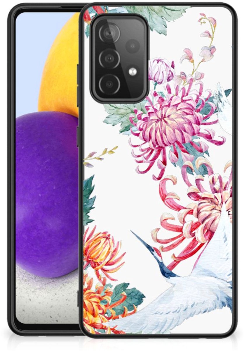 Samsung Galaxy A72 (5G/4G) Dierenprint Telefoonhoesje Bird Flowers