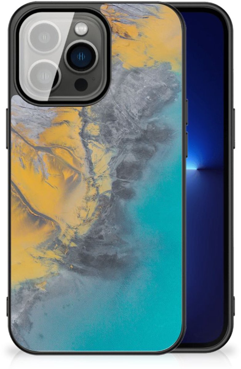 iPhone 13 Pro Marmeren Print Telefoonhoesje Marble Blue Gold