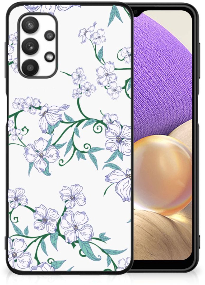 Samsung Galaxy A32 5G Uniek Bloemen Hoesje Blossom White