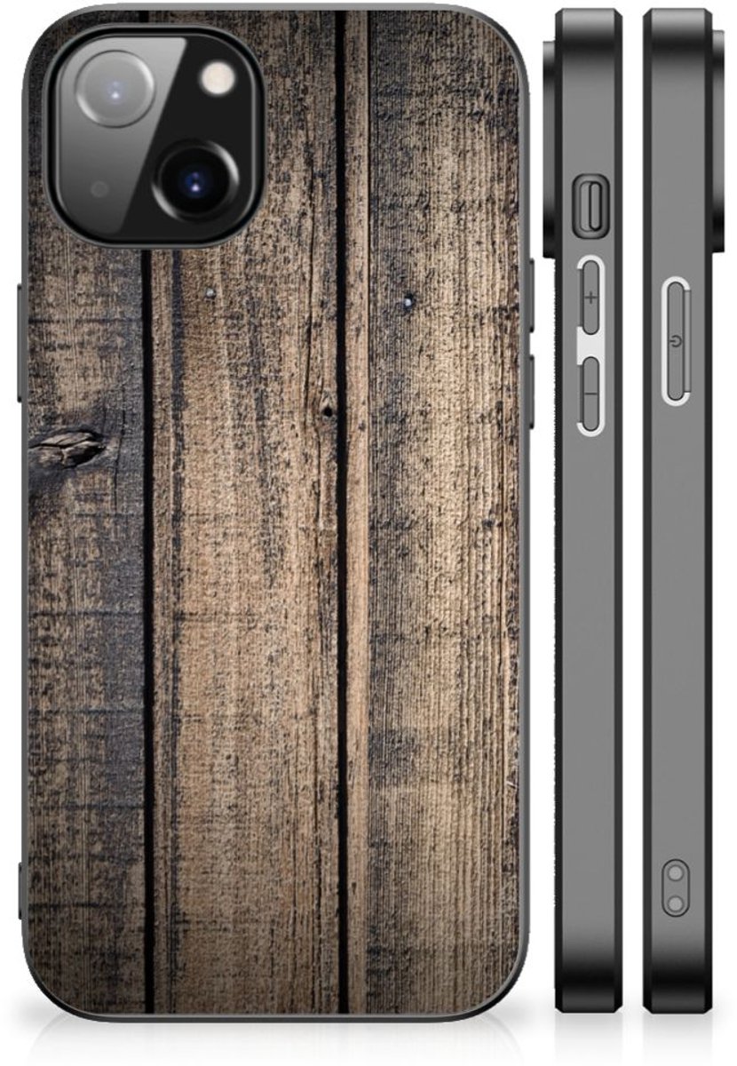 Apple iPhone 13/14 Houten Print Telefoonhoesje Steigerhout