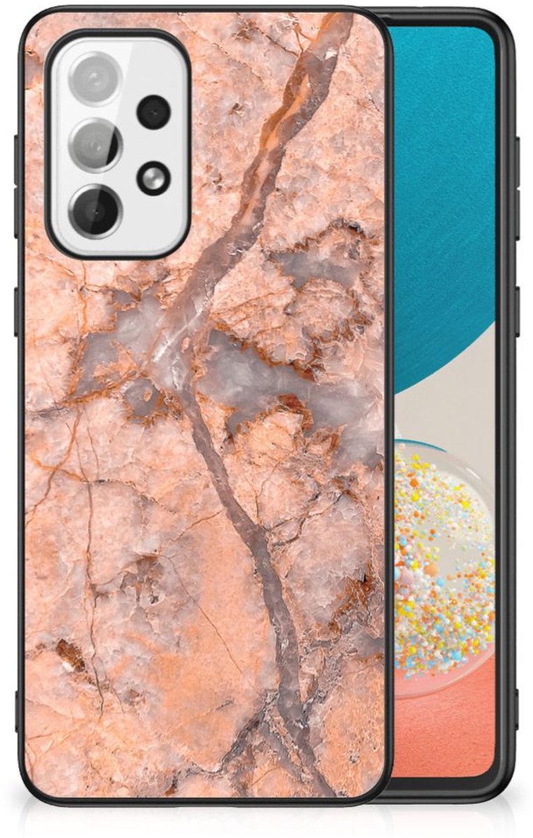Samsung Galaxy A73 Marmeren Print Telefoonhoesje Marmer Oranje