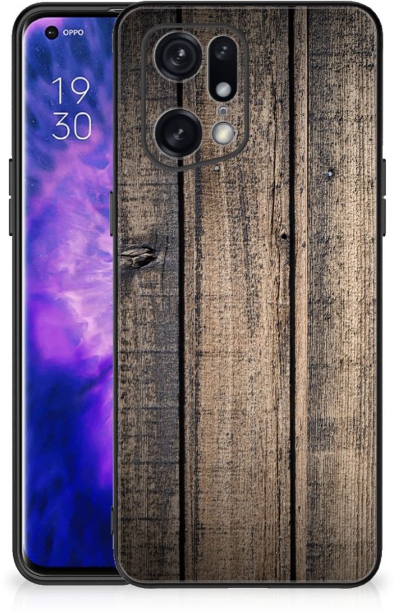 OPPO Find X5 Pro Houten Print Telefoonhoesje Steigerhout