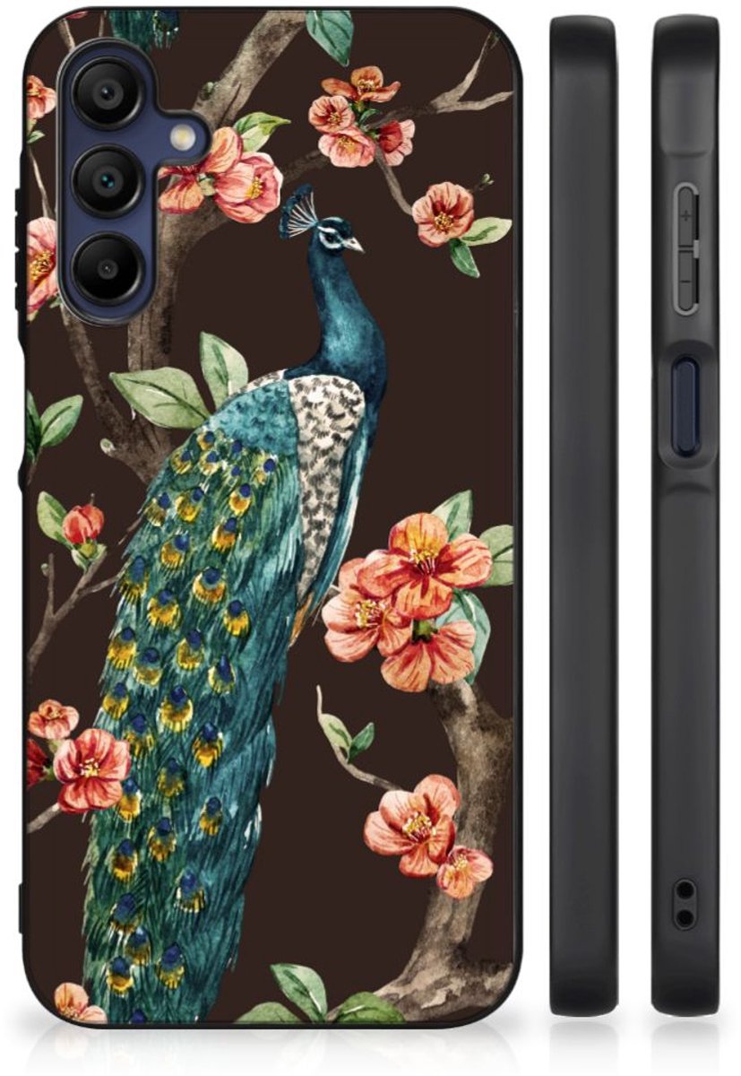 Samsung Galaxy A15 Dierenprint Telefoonhoesje Pauw met Bloemen