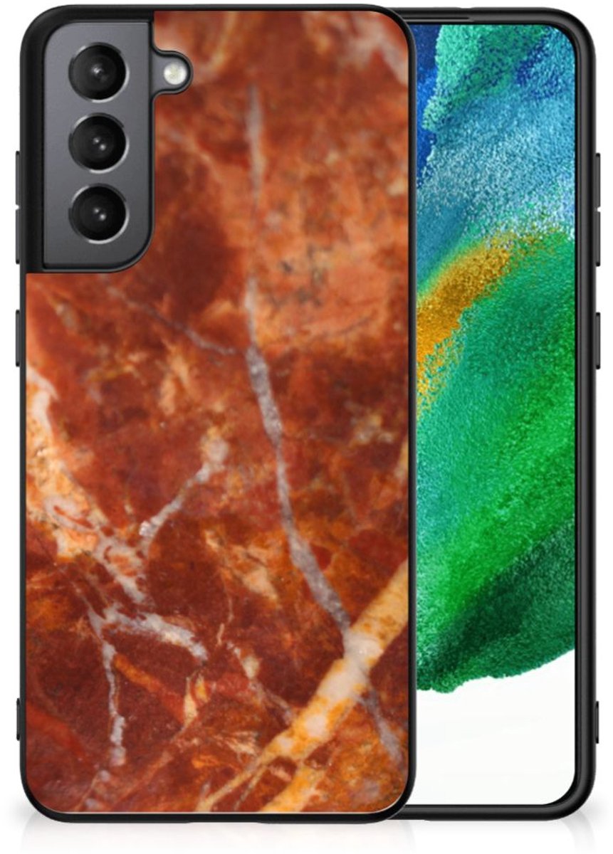 Samsung Galaxy S21FE Marmeren Print Telefoonhoesje Marmer Bruin
