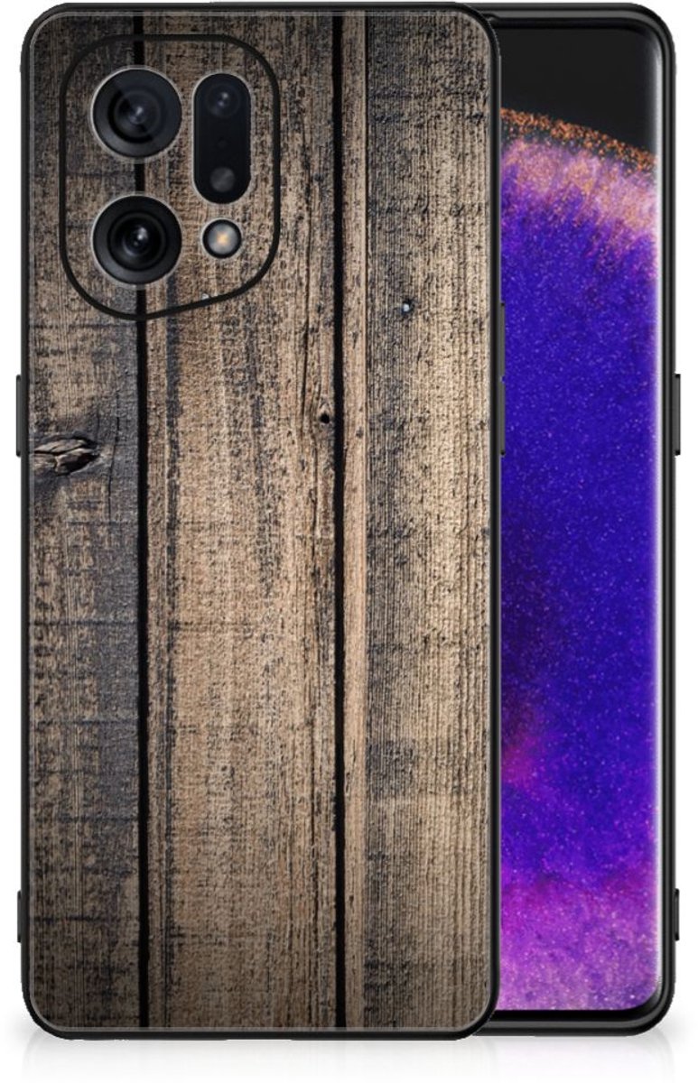 OPPO Find X5 Houten Print Telefoonhoesje Steigerhout
