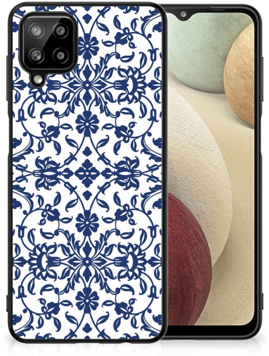 Samsung Galaxy A12 Bloemen Hoesje Flower Blue