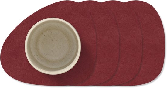 Sous-verres LIND DNA Nupo - Cuir - Rouge - 13 x 11 cm - 4 pièces