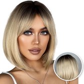 SassyGoods Blonde Pruik Blond Bob - Pruiken Dames Kort Haar - Wig - Haarwerk - Wasbaar - 30 cm