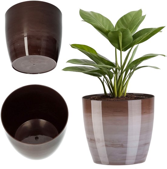 KADAX Bloempot, plastic bloemenbak, ronde plantenbak, voor binnen en buiten, plantenbak voor bloemen, huis, tuin, balkon, terras, weerbestendig (Set van 2) 30 cm, 40 cm diameter, lichtgrijs