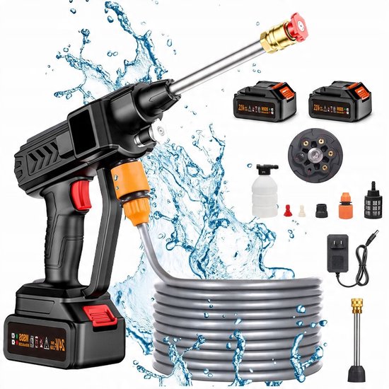 Hogedrukreiniger - Draadloze Hogedrukreiniger - Hogedruk Autowaspistool - Niet gemakkelijk te breken, bestand tegen hoge temperaturen, geen vervorming - Ergonomische handgreep - Grote wateropbrengst - Voor Auto & Tuin & Ramen