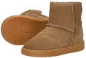 Cognac kleurige kinderlaarsjes van Shoesme met een veterdetail en een zool met "SHOESME" erop.