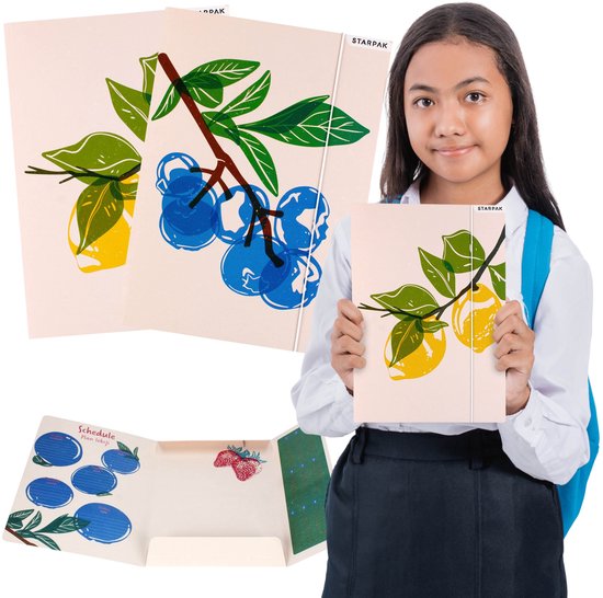 Fruit GELAMINICEERDE Elastomap schoolmap Map met elastiek A4 rooster, vermenigvuldigingstabel STARPAK
