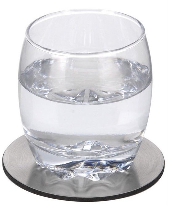 Sous-verres Bellatio Design - 6x - argent - acier inoxydable - 10 cm - rond - couche de mousse