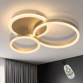 Luxe Plafondlamp - Bruin - Plafonnière - Ø54cm - Smartlamp - LED - Met Afstandsbediening - Warm Wit Licht - Slaapkamer - Eetkamer - Keuken - Badkamer - Woonkamer