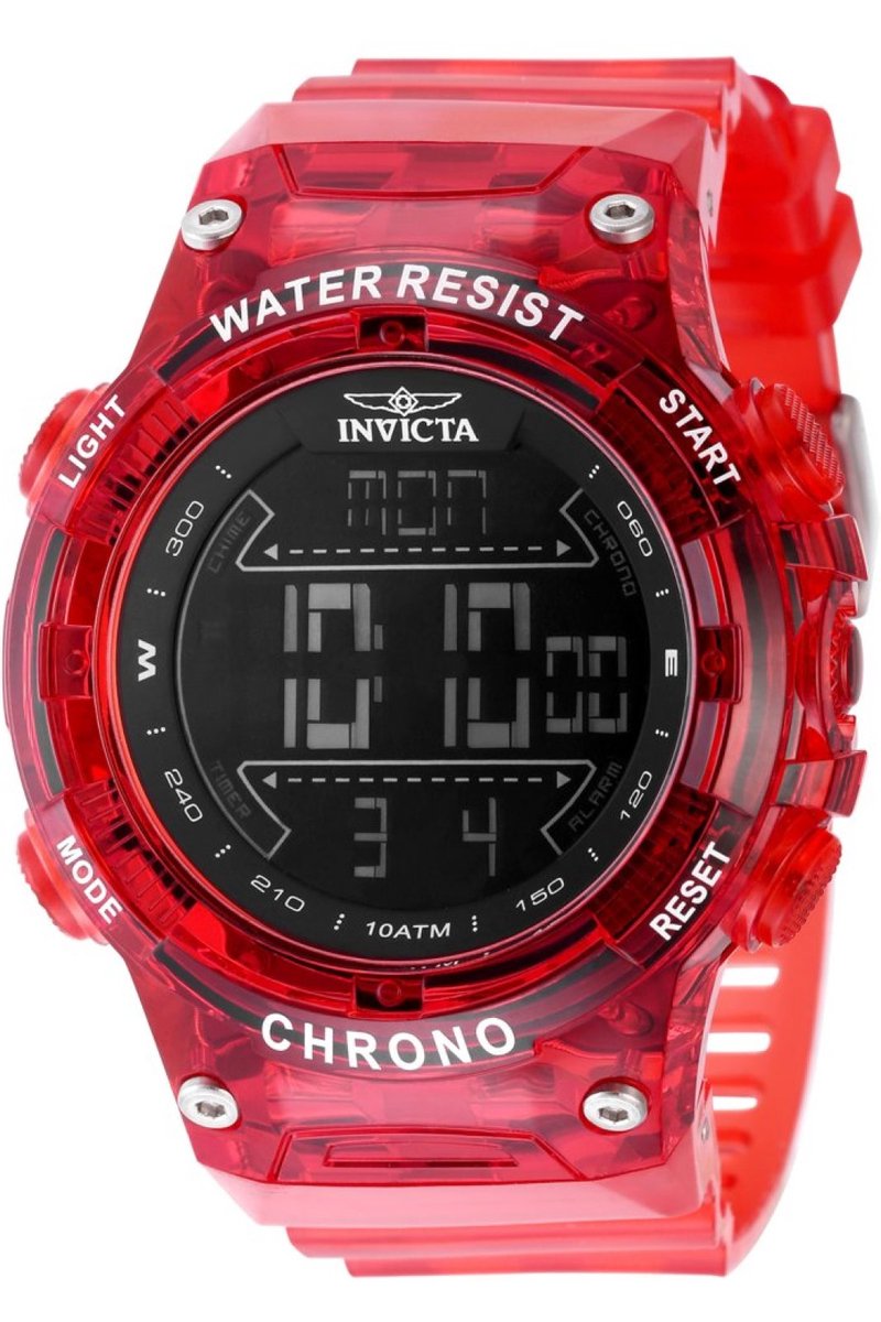 Invicta Racing 49045 Heren Horloge - Waterdicht - Digitaal - Quartz Uurwerk - Plastic met zwarte Wijzerplaat - 52mm
