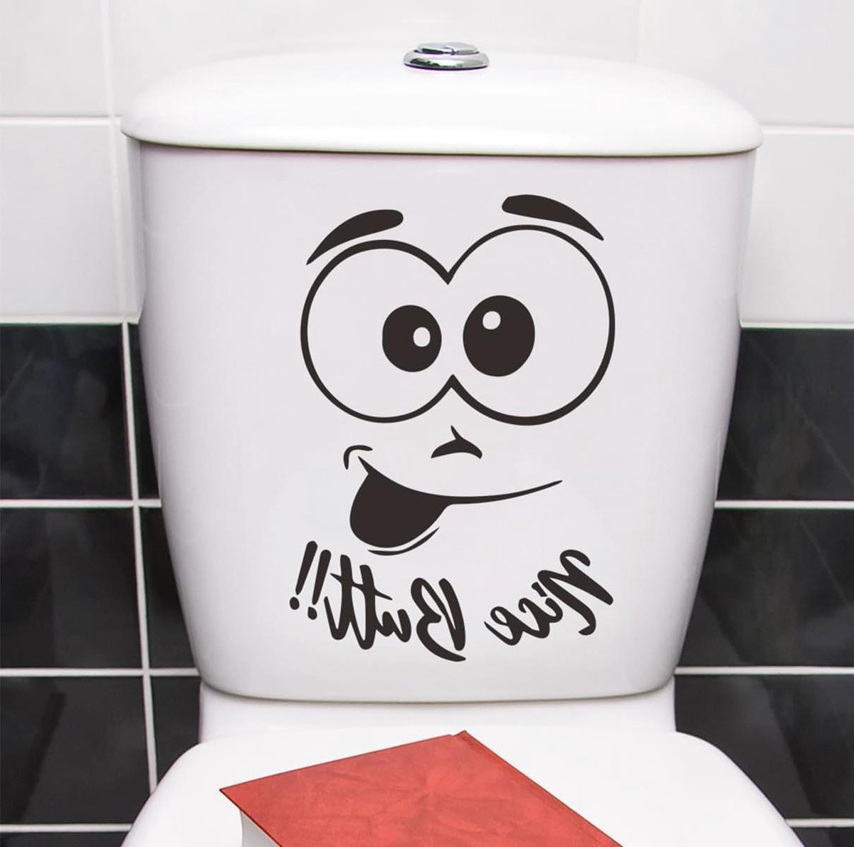 JGS Premium - Toiletdeksel stickers set van 4 stuks met smiley design - Grappige DIY toiletstickers voor wc - Decoratieve wc stickers met leuke motieven