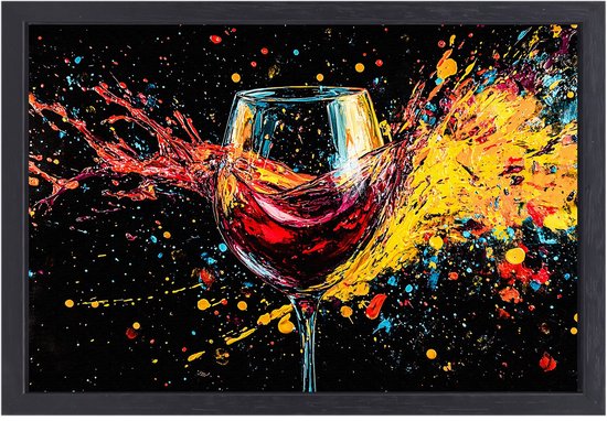 Explosion de vin et de verre coloré - Décoration murale de Vin - Peintures sur toile verre - Expressionnisme abstrait - Toile Design avec châssis flottant - Décoration murale chambre enfant - Toile avec châssis flottant 100x75 cm