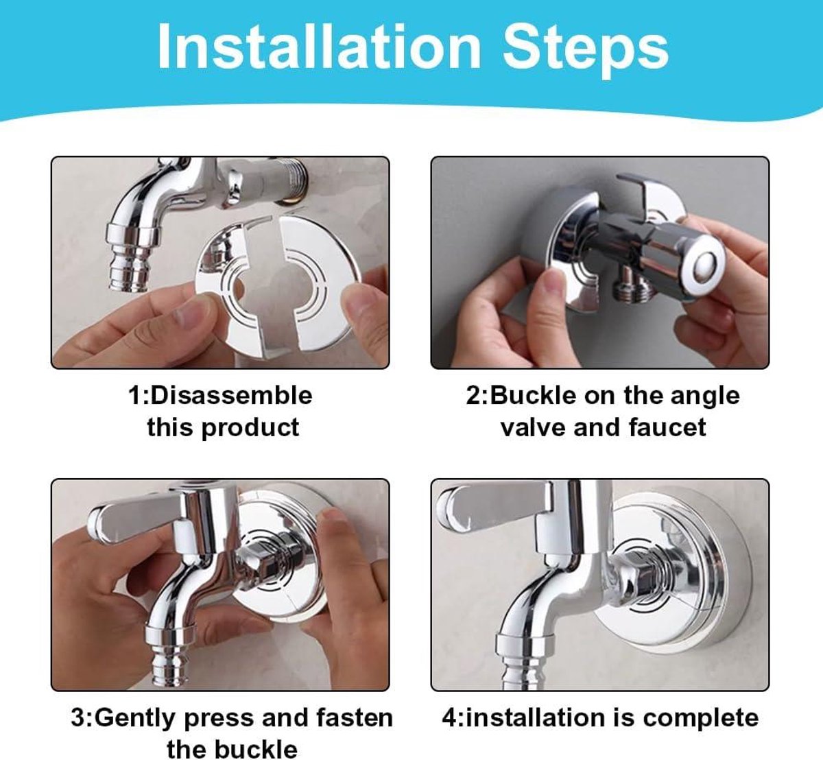 Raheem 4 Stücke Rosetten für Duscharmaturen Duschrosette Abdeckung Abnehmbar Armaturen Abdeckung 3 Größen in 1 Durchmesser 20,5MM / 25,5MM / 32 ,5MM für Wasserhähne, Heizungsrohre (Silber, 70 x 30mm