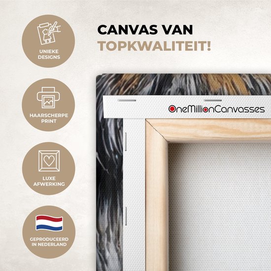 Tableau sur toile 80x120 cm - Décoration murale exclusive Taureau - Cornes - Museau - Or - Décoration murale salon - Décoration chambre - Accessoires chambre - Peintures sur toile