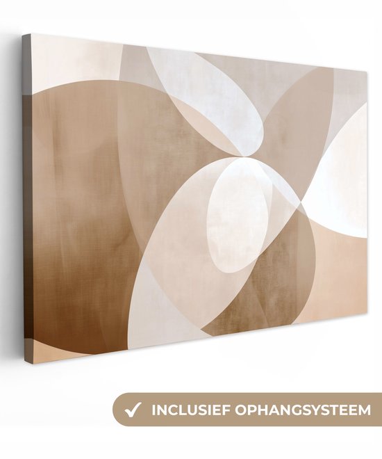 Canvas schilderij 140x90 cm - Exclusieve wanddecoratie Ovale vormen - Transparant - Zachte overgang - Muurdecoratie woonkamer - Slaapkamer decoratie - Kamer accessoires - Schilderijen op canvas