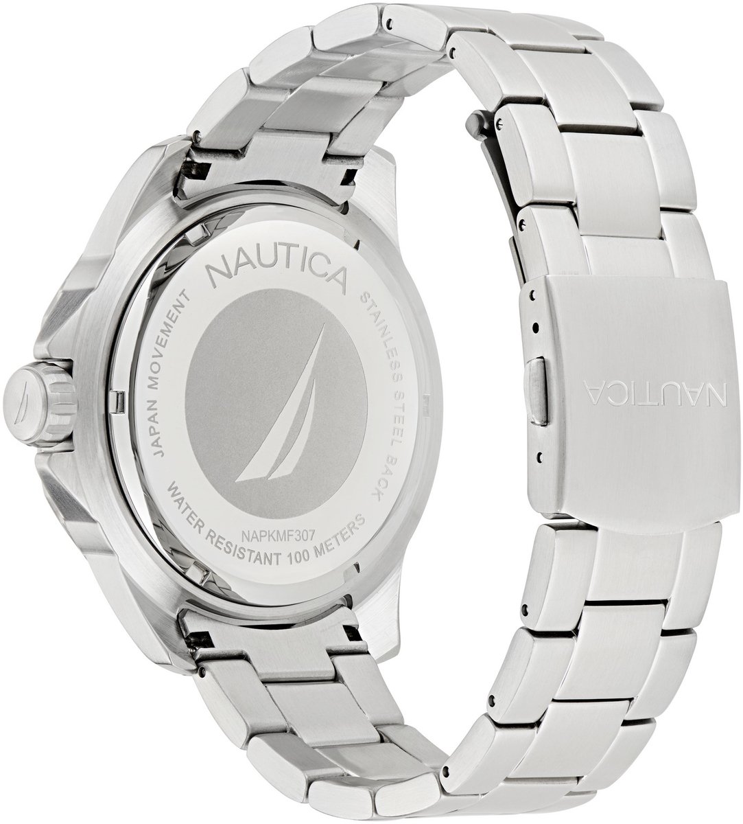 Nautica Koh May Bay Quartz Analog Zilveren Toon Case: 100% Stainless Steel , Armband: 100% Silicone 46 mm NAPKMF307, NAPKMF302, NAPKMF305